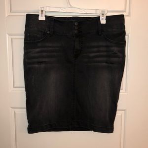 Black denim skirt